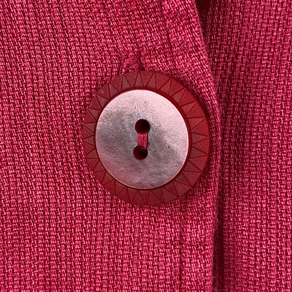 Flax Button Front Canvas Utility Jacket Size M Red Oversized - Picture 3 of 7